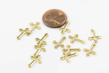 Cross BRASS Charms- 60 pieces per order- 9*14mm