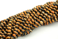 Dzi Beads Orange Single Band Faceted Round Beads. A Quality Full Strand 4mm, or 6mm.