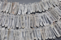 Natural Large Raw Brazilian Quartz Crystal Points - Top Drilled - Approx. 46 pcs - Full Strand Gemstone Beads