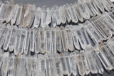 Natural Large Raw Brazilian Quartz Crystal Points - Top Drilled - Approx. 46 pcs - Full Strand Gemstone Beads