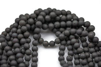 Natural DRUZY AGATE Beads-- Black / Dark Silver- 8mm, 10mm, 12mm. Full 15.5 inch strand Gemstone Beads