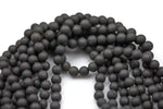 Natural DRUZY AGATE Beads-- Black / Dark Silver- 8mm, 10mm, 12mm. Full 15.5 inch strand Gemstone Beads