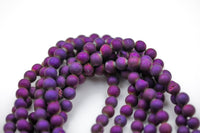 DRUZY AGATE Beads-- Metallic Purple- 8mm, 10mm, 12mm. Full 15.5 inch strand AAA Quality