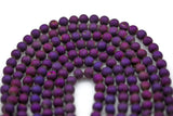 DRUZY AGATE Beads-- Metallic Purple- 8mm, 10mm, 12mm. Full 15.5 inch strand AAA Quality