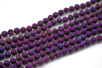 DRUZY AGATE Beads-- Metallic Purple- 8mm, 10mm, 12mm. Full 15.5 inch strand AAA Quality