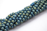 DRUZY AGATE Beads-- Blue Green Caste- 8mm, 10mm, 12mm. Full 15.5 inch strand