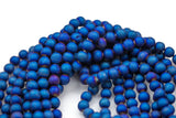 Natural DRUZY AGATE Beads-- Metallic Blue- 8mm, 10mm, 12mm. Full 15.5 inch strand Gemstone Beads