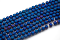 Natural DRUZY AGATE Beads-- Metallic Blue- 8mm, 10mm, 12mm. Full 15.5 inch strand Gemstone Beads