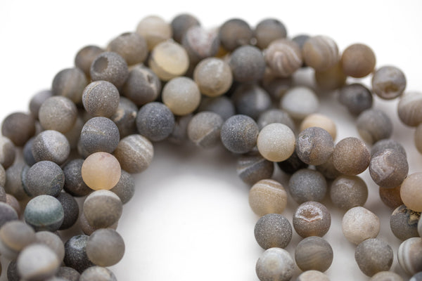 DRUZY AGATE Beads- Black Druzy-- Round 8mm, 10mm, 12mm. Full Strand.