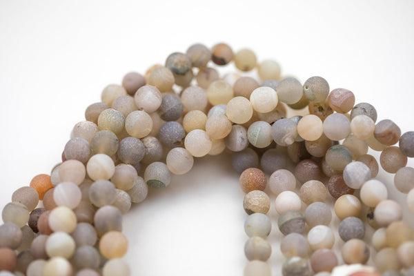 Natural DRUZY AGATE Beads- Colors-- Round 8mm, 10mm, 12mm. Full Strand. Gemstone Beads