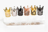 Cubic Zirconia Rhinestone Pave Crown 8x12-14mm CZ - Gold, Rose Gold, Gunmetal and Clear - Clear and Black Rhinestones - All Combinations