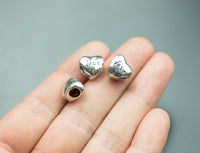 7 Large Hole Heart Pandora Bali Style PEWTER SPACER BEADS 10x11mm 1393-14625