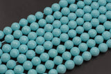 Natural Reconstituted Coral in Turquoise Color-Faceted Round. 3mm, 4mm, 6mm, 8mm, 10mm, 12mm, 14mm-Full Strand 15.5 inch Strand