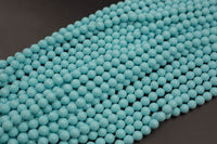 Natural Reconstituted Coral in Turquoise Color-Faceted Round. 3mm, 4mm, 6mm, 8mm, 10mm, 12mm, 14mm-Full Strand 15.5 inch Strand