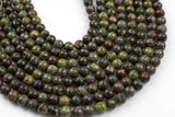 Natural Faceted Dragon Bloodstone Blood Stone Jasper, High Quality in Faceted Round, 6mm 8mm 10mm 12mm- Full 15.5 Inch - Gemstone Beads