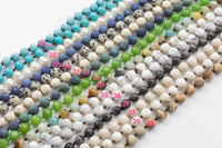 NEW COLORS!!! Long Knotted - Preknotted Necklace- Assorted Gemstones-8mm 32-36 inches Long- Ready to wear- Long Necklace - Selection B