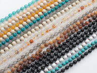 6mm NEW COLORS!!! Long Knotted - Preknotted Necklace- Assorted Gemstones - 32-36 inches Long- Ready to wear- Long Necklace