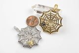 Cz Spiderweb C.Z. Pendant- Gold, Silver, Gunmetal - 33mm