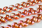 Briolette Teardrop Crystal- Medium and Large Silver-Full 15 inch strand- Mystic Red Champagne
