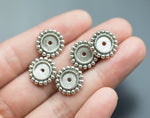 14 Rondelle Roundel Large Daisies Bali Style PEWTER BEADS 14mm 324-00850