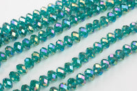 12mm Crystal Rondelle -2 or 5 or 10 STRANDS- Teal Green ab