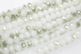 12mm Crystal Rondelle -2 or 5 or 10 STRANDS- White Jade light Green