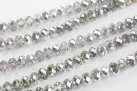 12mm Crystal Rondelle -2 or 5 or 10 STRANDS- Half Silver