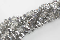 12mm Crystal Rondelle -2 or 5 or 10 STRANDS- Half Silver