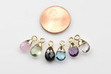 Birthstone Drops Small Petite Cute Drops Briolette Teardrop Charms / Pendants ~6x13mm - Quartz Tourmaline Aquamarine Peridot Amethyst Rose