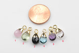 Birthstone Drops Small Petite Cute Drops Briolette Teardrop Charms / Pendants ~6x13mm - Quartz Tourmaline Aquamarine Peridot Amethyst Rose