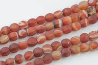 Natural Matt Banded Gray Agate, High Quality in Matt Lantern Shape, 12mm and 14mm - In Full 15.5 Inch Strand Gemstone Beads