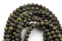 Natural Faceted Dragon Bloodstone Blood Stone Jasper, High Quality in Faceted Round, 6mm 8mm 10mm 12mm- Full 15.5 Inch - Gemstone Beads