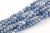 Natural Blue Aventurine Beads Matte Round High Quality, 4mm, 6mm, 8mm, 10mm, 12mm -Full Strand 15.5 inch Strand Gemstone Beads