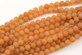 Natural Orange Averturine, High Quality in Matte Round - 6mm 8mm 10mm 12mm AAA Quality Gemstone Beads