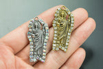 2 Saint or Jesus Crystal Rhinestone Rosary Pewter Pendant / Charms 21x44mm 1340