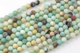 AMAZONITE Beads MATTE/MATT Best Quality Round sizes 4mm, 6mm, 8mm, 10mm, 12mm, 14mm- Full Strand- 15.5 Inches- Matte Finish - Full Strand