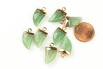 Green Adventrine Pendant with Electroplated Gold Cap- Horn, Teeth, Tooth