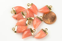 Blush Jade Pendant with Electroplated Gold Cap- Horn, Teeth, Tooth