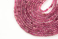 Ruby Beads Full Strands-15.5 inches 2-3mm- Nice Size Hole- Diamond Cutting, High Facets- Nice and Sparkly- Faceted Round