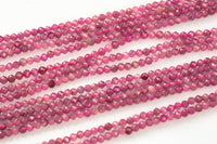 Ruby Beads Full Strands-15.5 inches 3-3.5mm- Nice Size Hole- Diamond Cutting, High Facets- Nice and Sparkly- Faceted Round