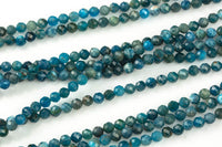 Natural Apatite Beads Full Strands-15.5 inches- 2mm, 3mm, 4mm- Nice Size Hole- Diamond Cutting, High Facets-Nice and Sparkly- A