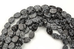 Natural SnowFlake Obsidian- Flat Oval Beads-10x14mm- 28 Pieces- Special Shape- Full Strand- 16 Inches Gemstone Beads