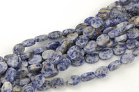 Natural Sodalite- Flat Oval Beads-10x14mm- 28 Pieces- Special Shape- Full Strand- 16 Inches Gemstone Beads