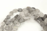 Natural Cloudy Quartz- Flat Oval Beads-10x14mm- 28 Pieces- Special Shape- Full Strand- 16 Inches Gemstone Beads