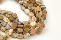 Natural Crazy Laced Agate- Flat Oval Beads-10x14mm- 28 Pieces- Special Shape- Full Strand- 16 Inches Gemstone Beads