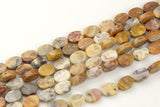 Natural Crazy Laced Agate- Flat Oval Beads-10x14mm- 28 Pieces- Special Shape- Full Strand- 16 Inches Gemstone Beads