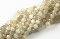 Natural Rainbow Moonstone Milky cream with Fire Round Facette AAA Quality Gemstone Beads