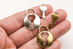 9 Lock and Key Charms 20x28mm- 3-10773