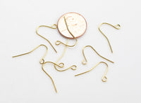 Plain Perfect Sized Earring Wire Earwire FIshhook Fish Hook 21mm - Gold Plated - About 50 pairs / 100 pieces per order