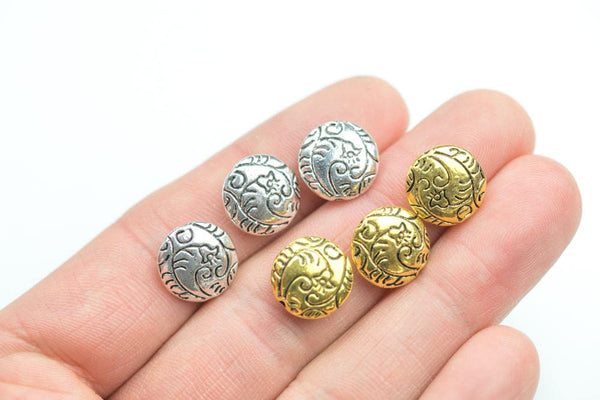 7 Coin PEWTER BEADS 13mm- 56-8855